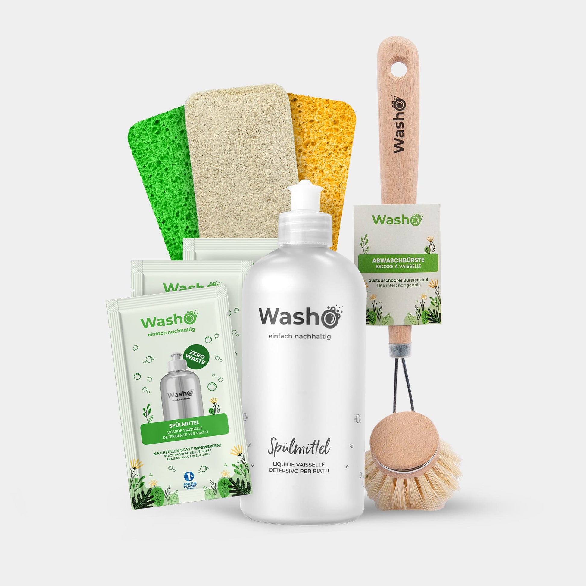 Washo Spülmittel Set mit Bürste - washo.ch